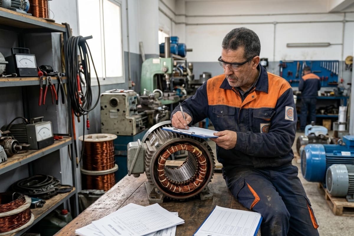 Diagnostic complet d’un moteur électrique dans un atelier de bobinage