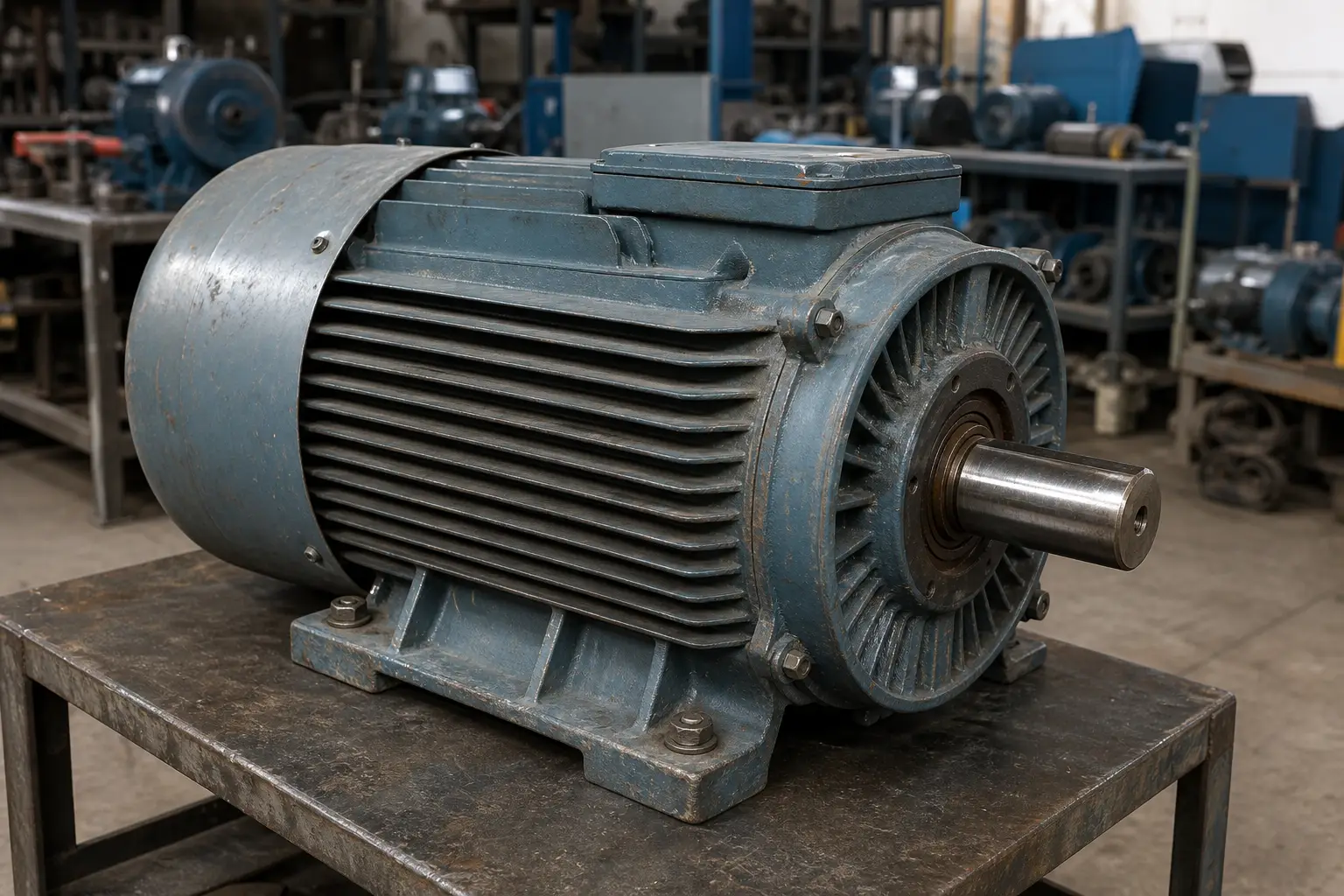 Moteur électrique industriel pris en charge pour réparation et maintenance