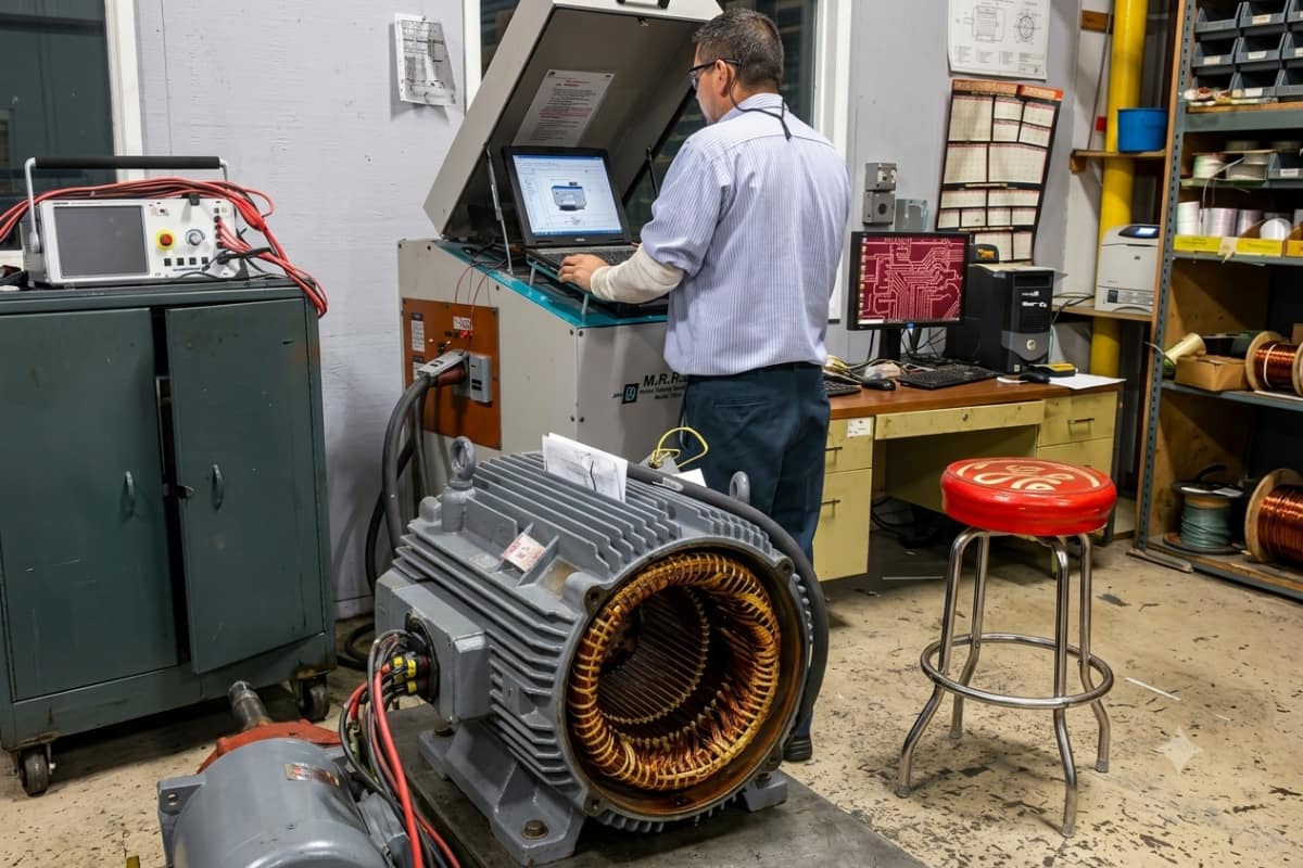 Contrôle électrique d’un moteur industriel sur un banc d’essai