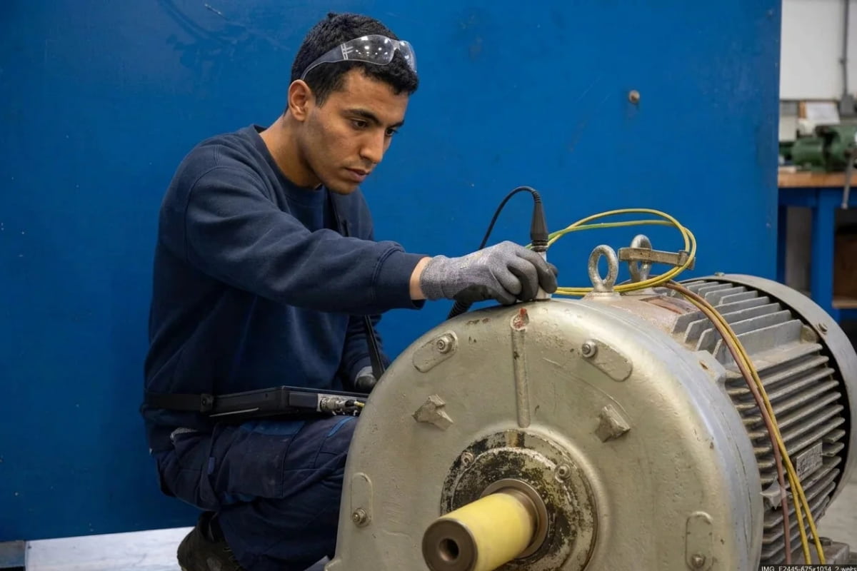 Mesure des vibrations sur un moteur électrique accouplé à une pompe